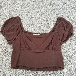 Pacsun Brown Puff Sleeve Top